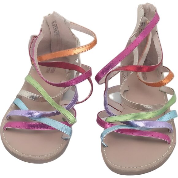 Girls Metallic Rainbow Gladiator Sandals by Harper Canyon Size 2 - Picture 5 of 6